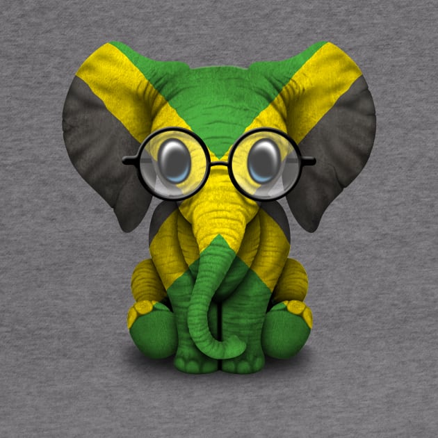 Baby Elephant with Glasses and Jamaican Flag by jeffbartels